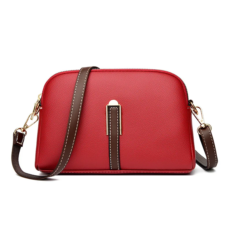 Designerska torebka damska z klapką ze skóry bydlęcej — crossbody Czerwony