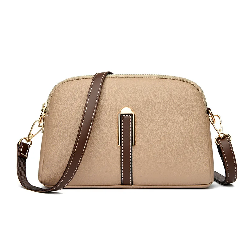 Designerska torebka damska z klapką ze skóry bydlęcej — crossbody Khaki