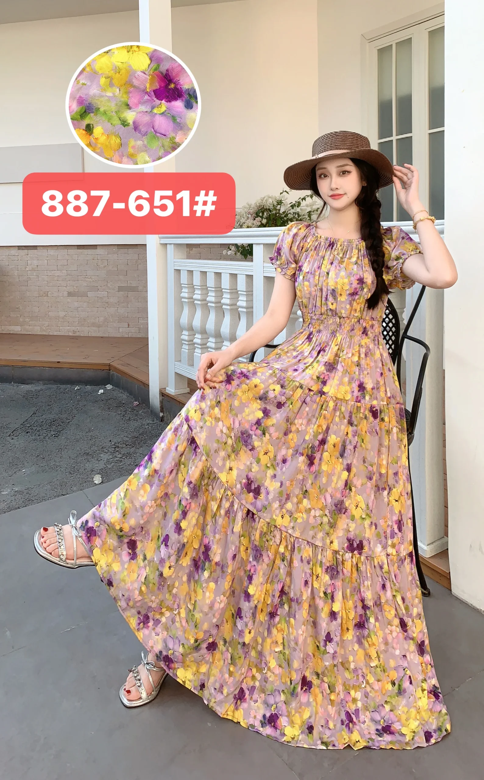 Długa sukienka maxi boho w kwiaty – wakacyjna sukienka w stylu koreańskim Kolba