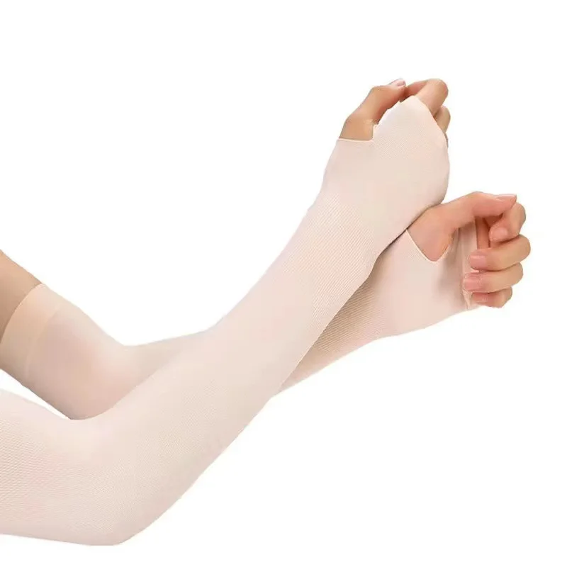 Długie rękawiczki przeciwsłoneczne z lodowego jedwabiu Skin finger
