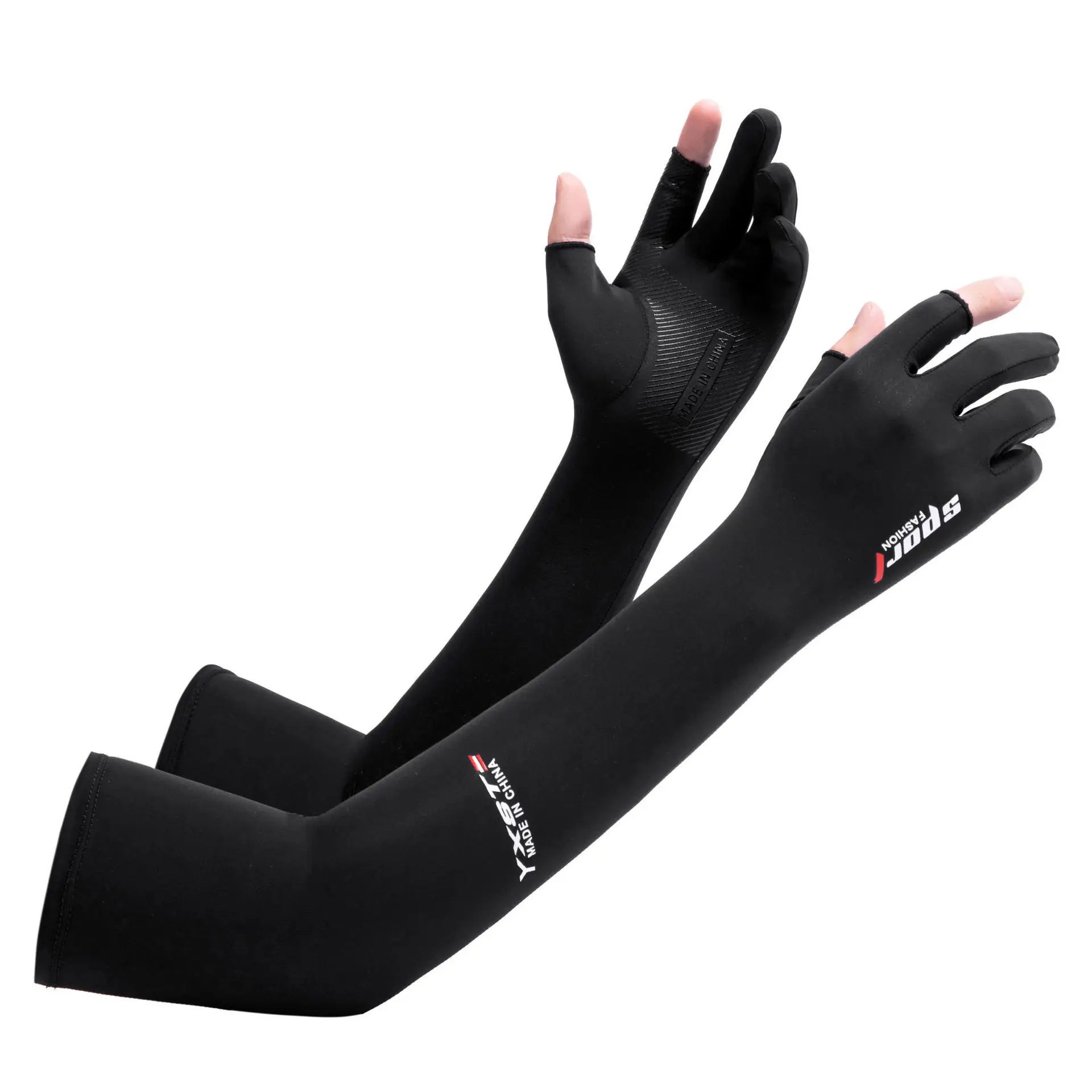 Długie rękawiczki rowerowe z filtrem UV Black(a)