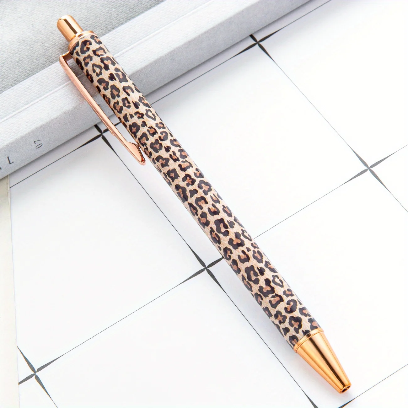 Długopis żelowy z nadrukiem leoparda hot-stamping metalowy Biały