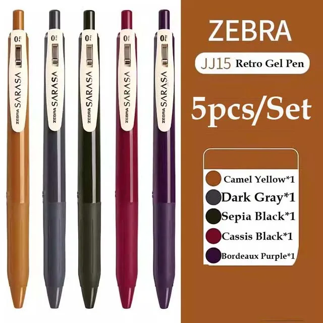 Długopisy żelowe Zebra Sarasa JJ15 Retro 0,5 mm, 5/10 szt. Czerwony