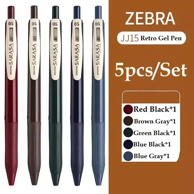 Długopisy żelowe Zebra Sarasa JJ15 Retro 0,5 mm, 5/10 szt. żółty