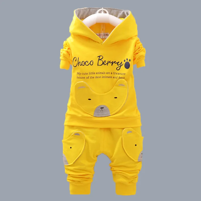 Dres dziecięcy bluza z kapturem i spodnie dresowe 2-częściowy Żółty