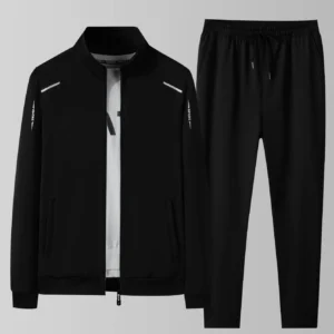 Dres męski ze stójką - komplet bluza i spodnie na wiosnę i jesień Czarny