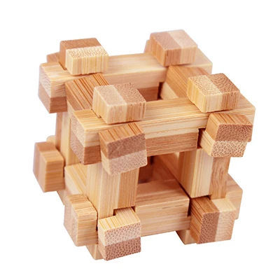 Drewniana łamigłówka Luban Lock 3D - puzzle logiczne Cage lock hh063c