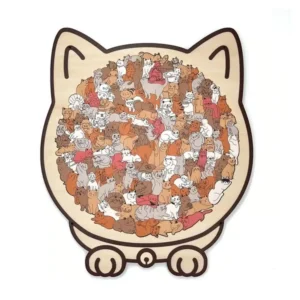 Drewniane puzzle w kształcie kota - 135 elementów Jasnozielony