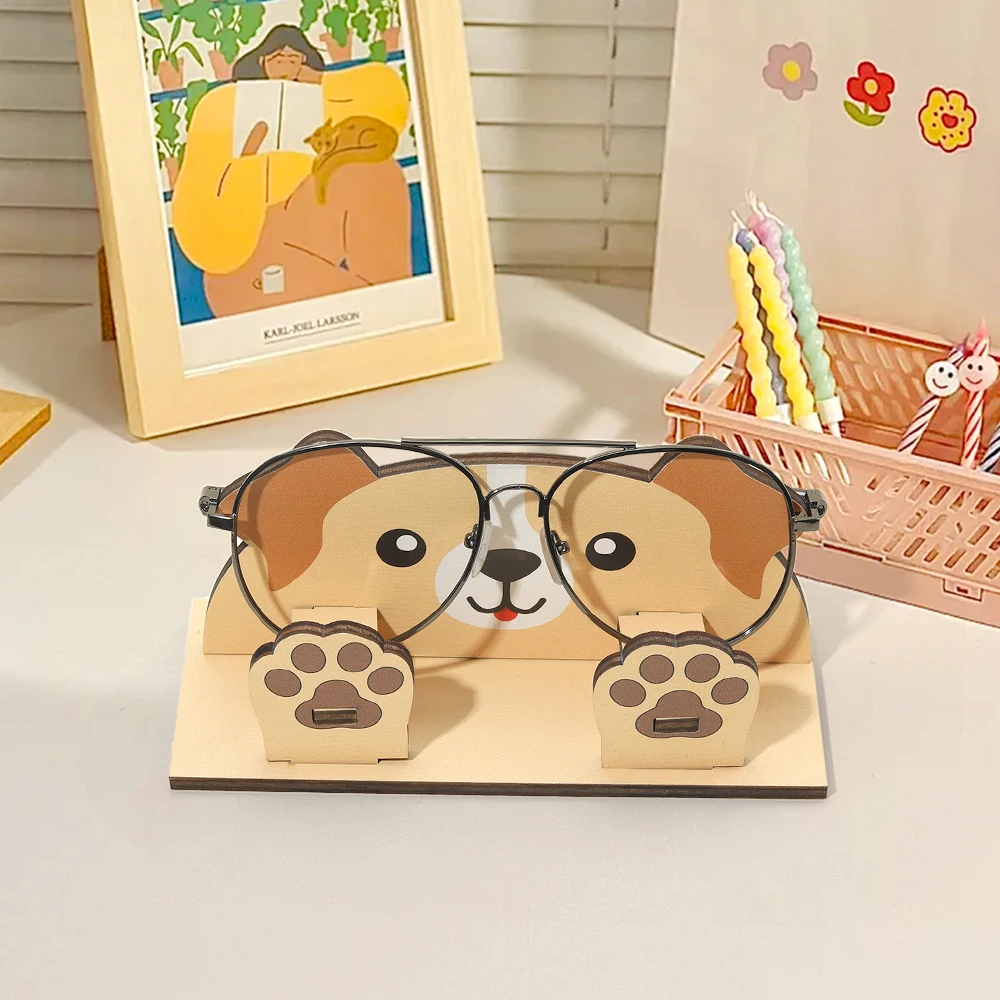 Drewniany stojak na okulary w kształcie zwierzątka Fioletowy