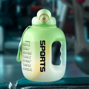 Duża sportowa butelka na wodę ze słomką do fitnessu Brązowy