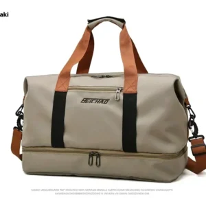 Duża torba podróżna na siłownię z przegrodą na buty Khaki