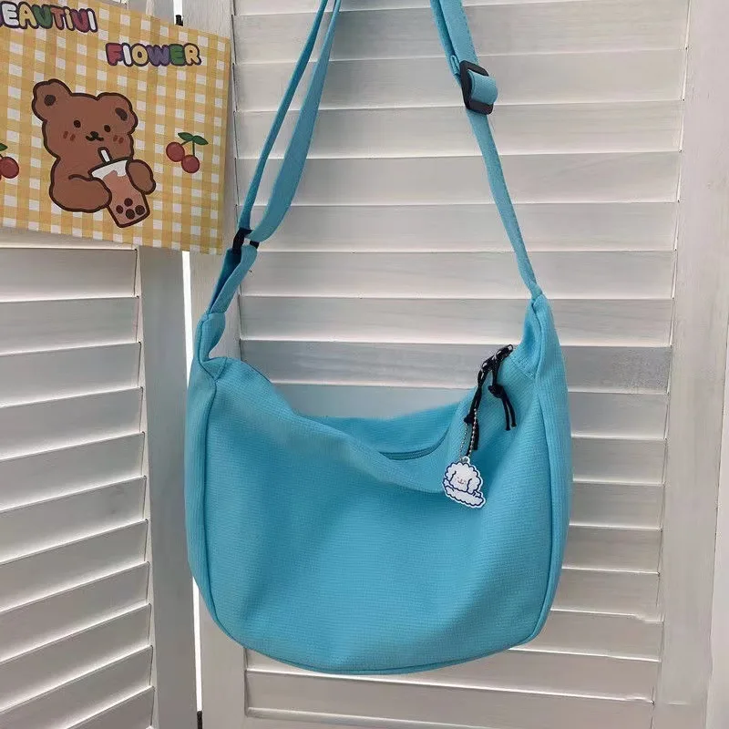 Duża torba przez ramię Harajuku – crossbody bag o dużej pojemności Niebieski