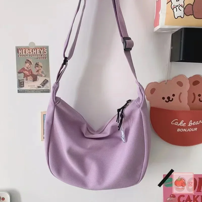 Duża torba przez ramię Harajuku – crossbody bag o dużej pojemności Fioletowy