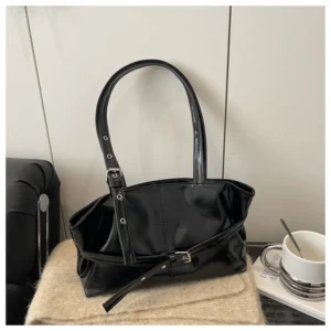 Duża torba shopper damska w stylu vintage Czarny