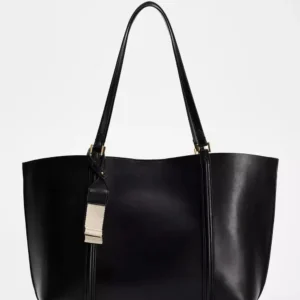 Duża torba shopper ze skóry ekologicznej na ramię Czarny