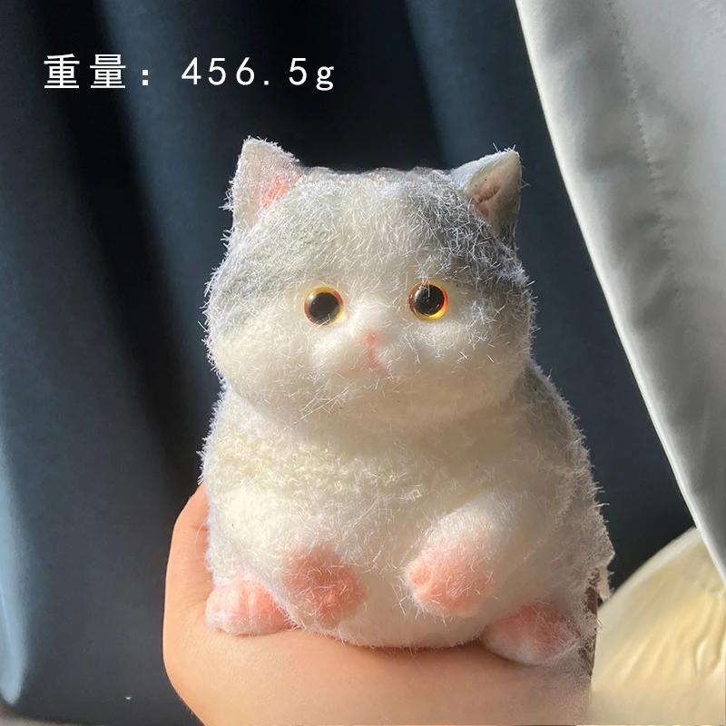 Duży puszysty gniotek kot Taba squishy silikonowy Brązowy