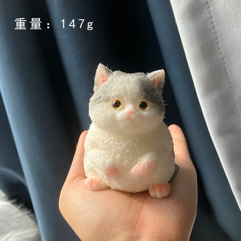 Duży puszysty gniotek kot Taba squishy silikonowy Jasnożółty