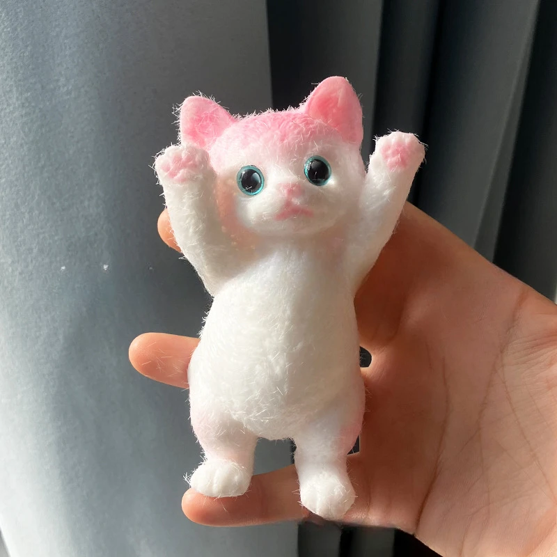 Duży puszysty gniotek kot Taba squishy silikonowy Turkusowy