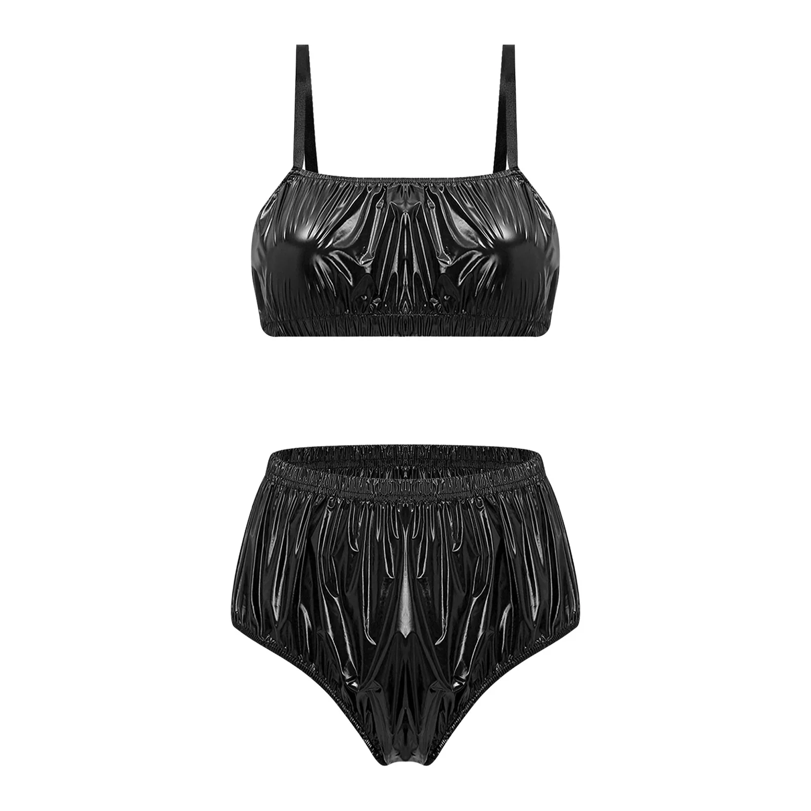 Dwuczęściowy strój kąpielowy bikini bez fiszbinów Czarny