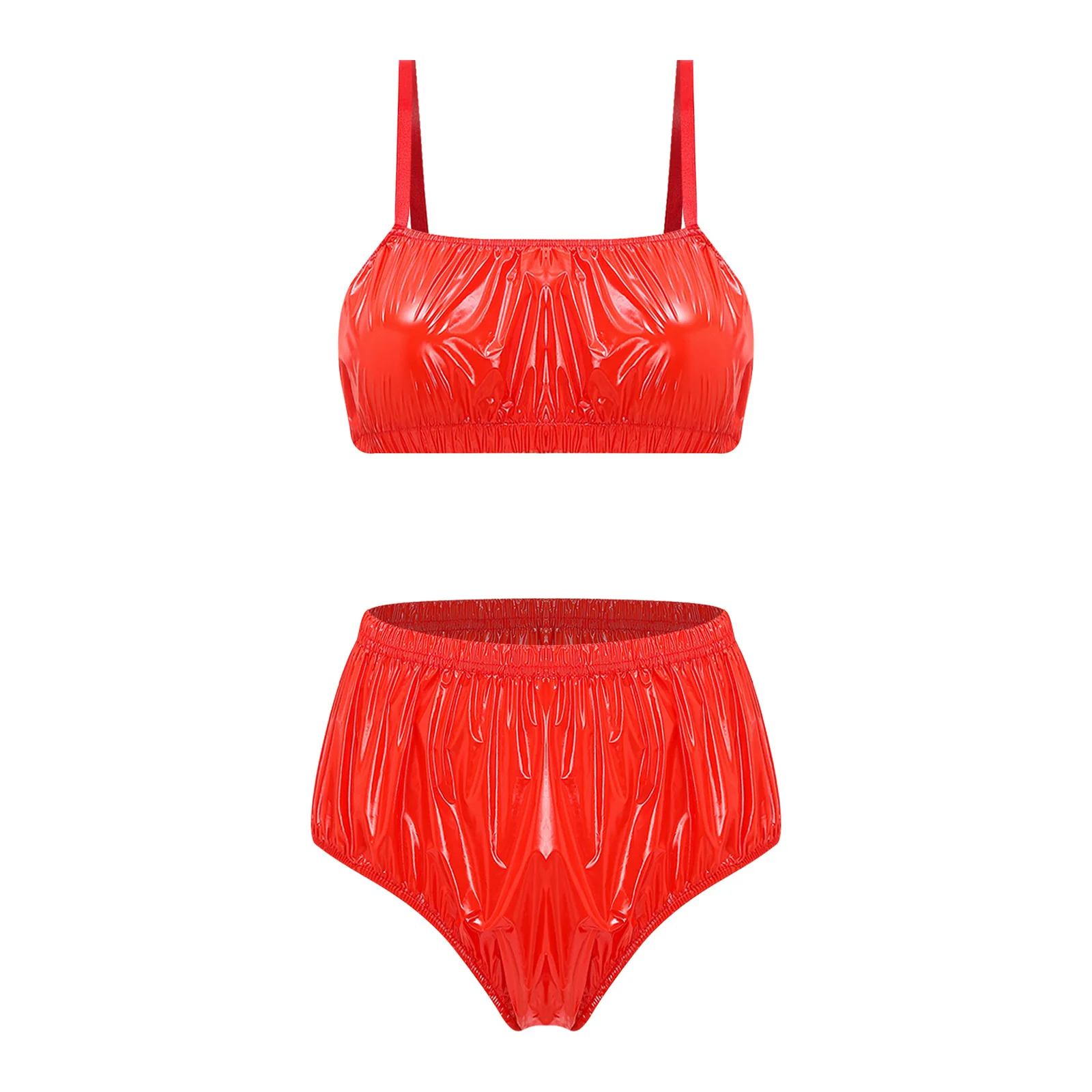 Dwuczęściowy strój kąpielowy bikini bez fiszbinów Czerwony