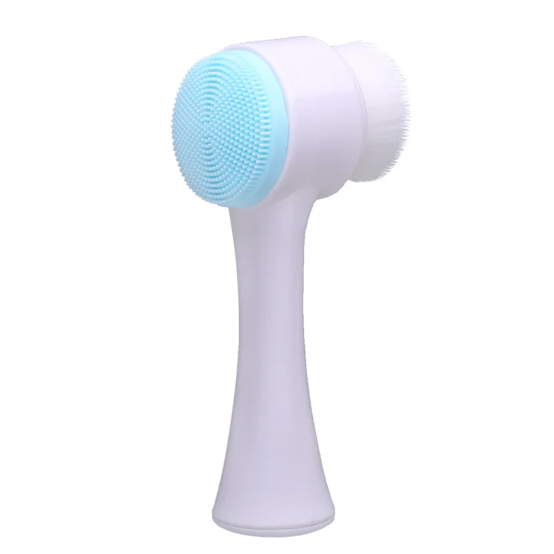 Dwustronna silikonowa szczoteczka 3D do masażu i oczyszczania twarzy Czarny