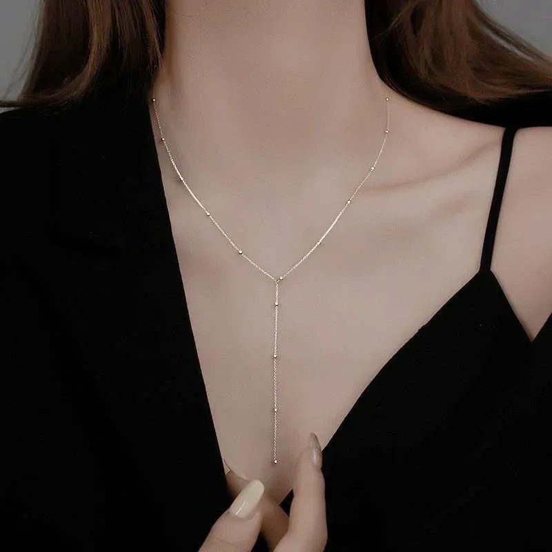 Dwuwarstwowy naszyjnik choker z frędzlami, złoty 77591