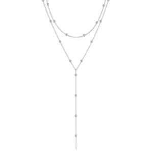 Dwuwarstwowy naszyjnik choker z frędzlami, złoty 77606