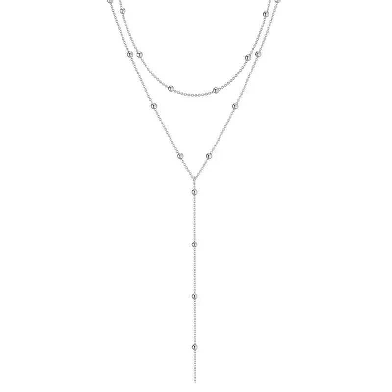 Dwuwarstwowy naszyjnik choker z frędzlami, złoty 77606