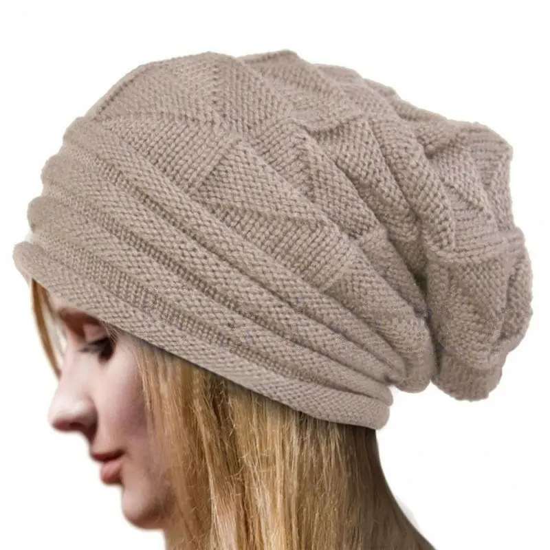 Dzianinowa czapka zimowa beanie oversize unisex Beżowy