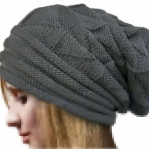 Dzianinowa czapka zimowa beanie oversize unisex Szary