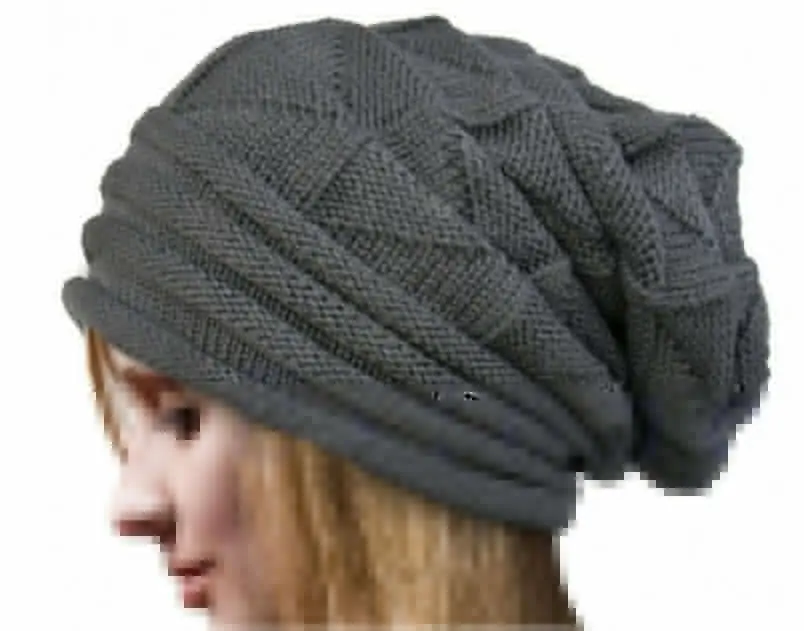 Dzianinowa czapka zimowa beanie oversize unisex Szary