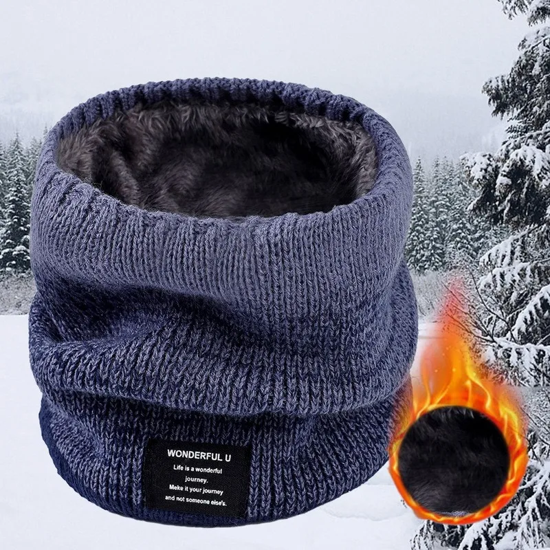 Dzianinowy polarowy ocieplacz na szyję – zimowy komin unisex Brązowy