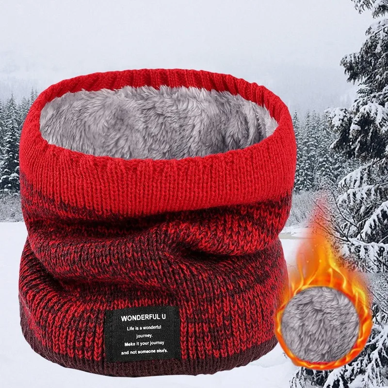 Dzianinowy polarowy ocieplacz na szyję – zimowy komin unisex Czerwony