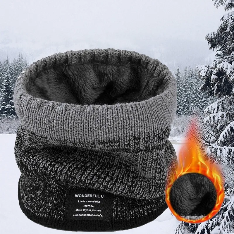 Dzianinowy polarowy ocieplacz na szyję – zimowy komin unisex Niebieski