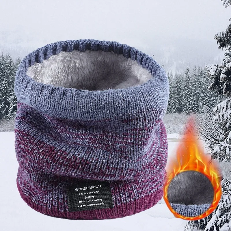 Dzianinowy polarowy ocieplacz na szyję – zimowy komin unisex Złoto