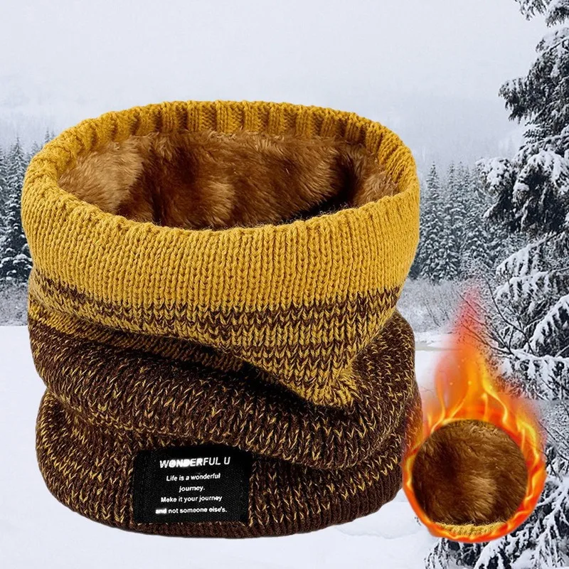 Dzianinowy polarowy ocieplacz na szyję – zimowy komin unisex żółty