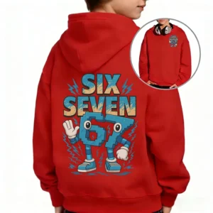 Dziecięca bluza z kapturem z nadrukiem kreskówkowym, długi rękaw, unisex Czerwony