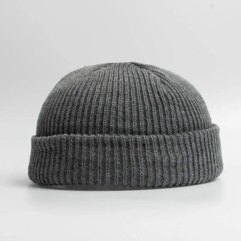 Dziecięca czapka beanie zimowa dziergana z pętelką Ciemnoszary