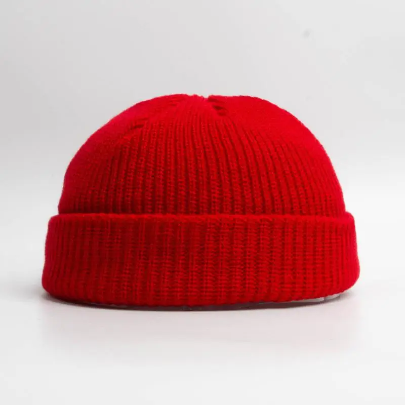 Dziecięca czapka beanie zimowa dziergana z pętelką Czerwony