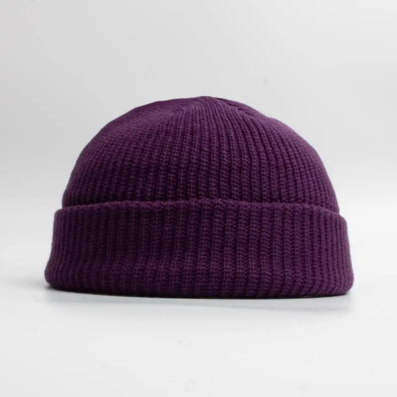 Dziecięca czapka beanie zimowa dziergana z pętelką Fioletowy