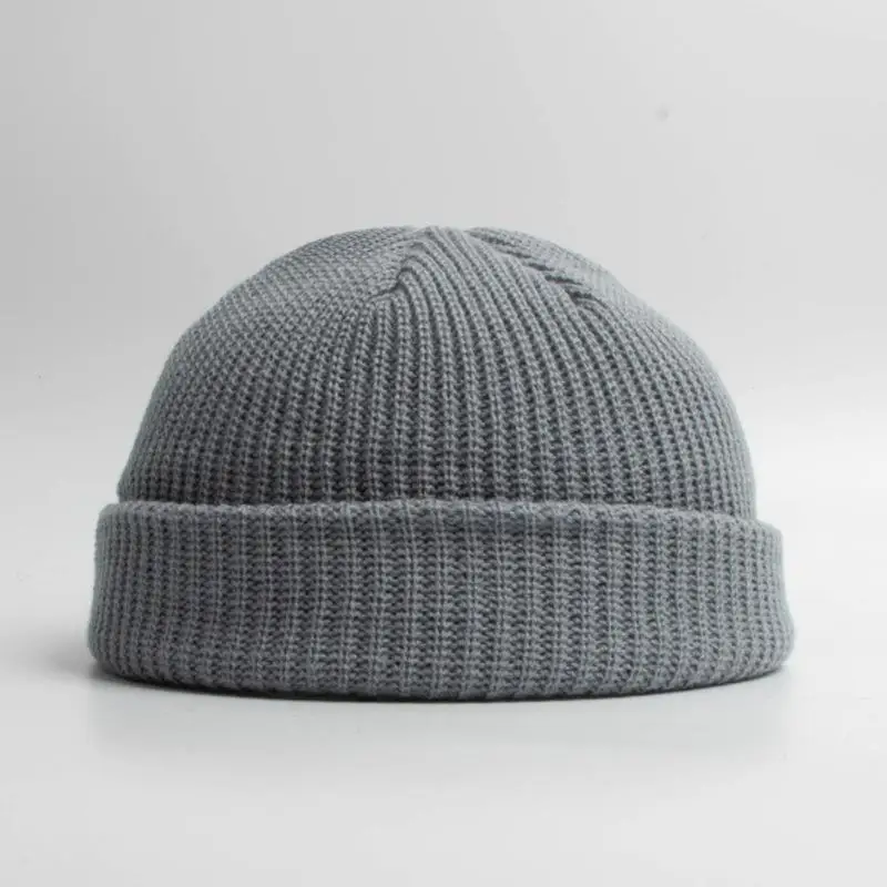 Dziecięca czapka beanie zimowa dziergana z pętelką Jasnoszary