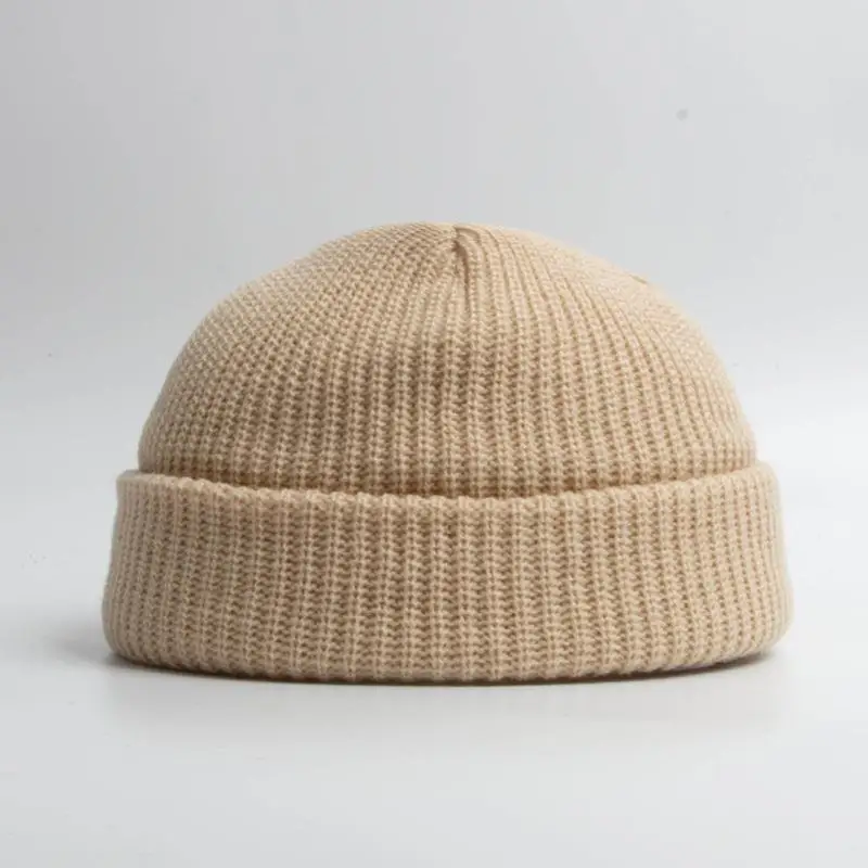Dziecięca czapka beanie zimowa dziergana z pętelką Khaki