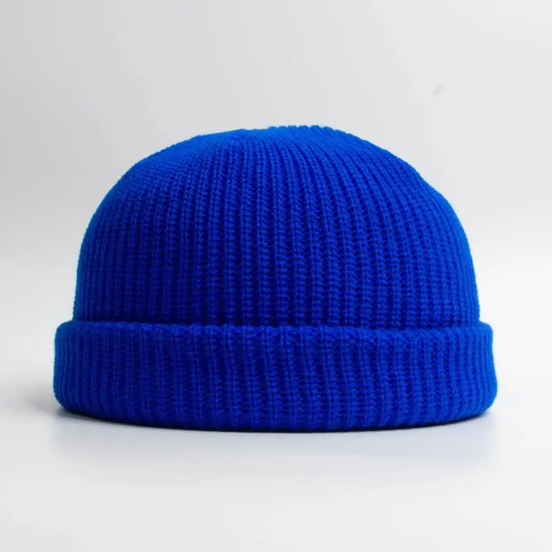 Dziecięca czapka beanie zimowa dziergana z pętelką Niebieski