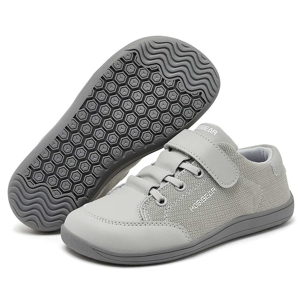 Dziecięce buty barefoot z szerokim noskiem Szary