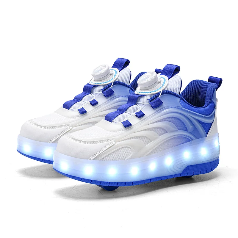 Dziecięce buty na rolkach LED świecące z USB Niebieski