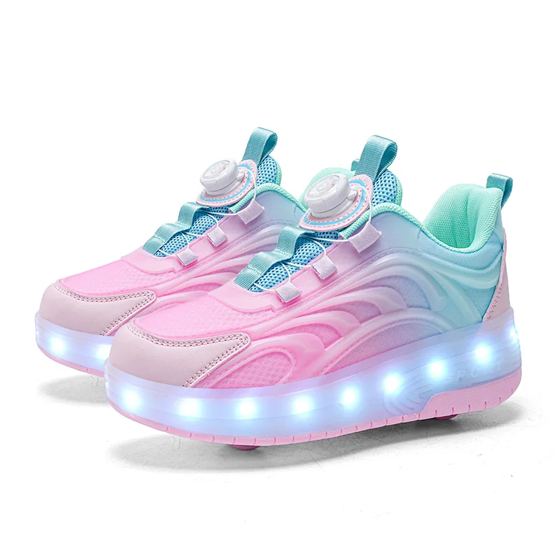 Dziecięce buty na rolkach LED świecące z USB Fioletowy