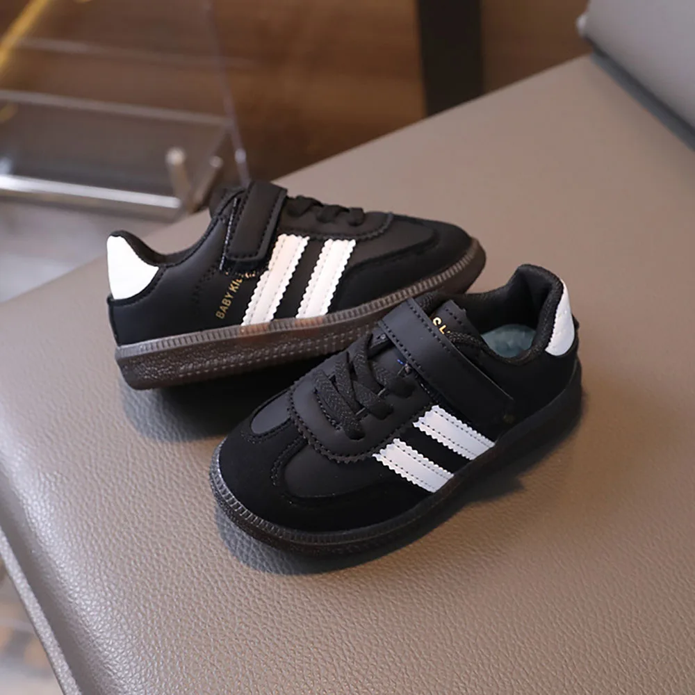 Dziecięce buty sportowe ze skóry PU, antypoślizgowe Czarny