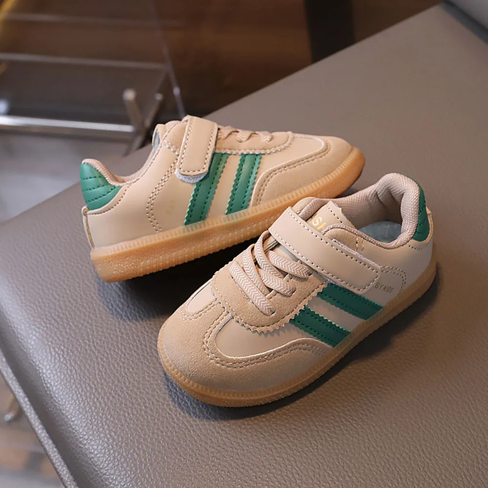 Dziecięce buty sportowe ze skóry PU, antypoślizgowe Khaki
