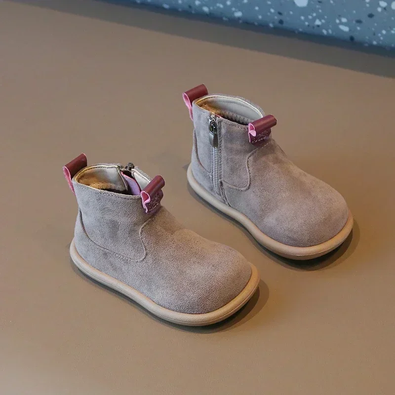 Dziecięce buty zimowe Oxford z pluszem i antypoślizgową podeszwą Różowy