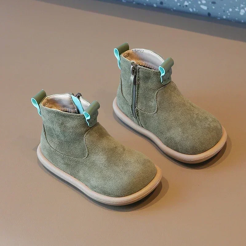 Dziecięce buty zimowe Oxford z pluszem i antypoślizgową podeszwą Zielony